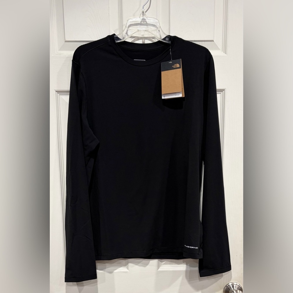 The North Face Men’s Large Adventure Long-Sleeve Tee TNF Black NWT Logo Stretch